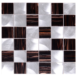 Mosaico de Vidrio con Metal Café 31.8x31.8cm (.101)