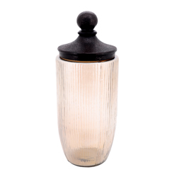 Envase de Vidrio Ámbar con Tapa Bronce Antiguo