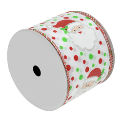 Cinta Navideña Blanca con Rojo y Verde 10yds