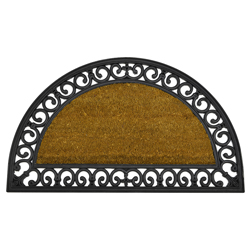 Alfombra de Piso Semicircular de Caucho y Yute Exterior 75x45cm