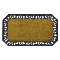 Alfombra de Piso con Diseño Decorativo Calado de Caucho y Yute 45x75cm