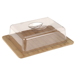 Quesera Bambú con Tapa Transparente