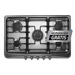 Cocina a Gas con 5 Quemadores Acero Inoxidable de 80X51cm Indurama