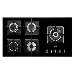 Cocina a Gas con 4 Quemadores + 1 Triple Corona de Cristal de 91x51cm Dipiu