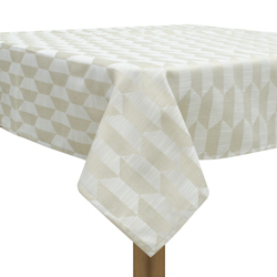 Mantel de Tela Beige con Diseño de Trapecio