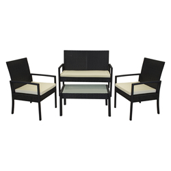 Mueble de Patio Negro   de 4 Piezas
