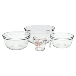 Pirex Redondos + Taza de Medición 4 Piezas Anchor