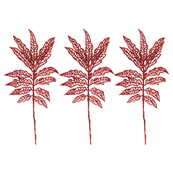 Ramas Escarchadas Rojo  Set de 3 Piezas