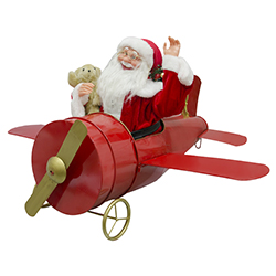Santa con Avión Musical y Luz Led 60cm