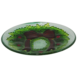 Bandeja Navideña de Vidrio con Diseño de Wreath