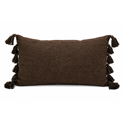 Cojín Tierra Serena Yute Chocolate con Borlas 30x50cm