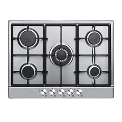 Cocina a Gas con 4 Quemadores + 1 Triple Llama de Acero Inoxidable de 68x50cm Mastermaid