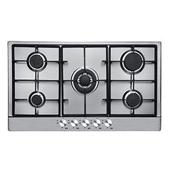 Cocina a Gas con 4 Quemadores + 1 Triple Llama de Acero Inoxidable de 86x50cm Mastermaid