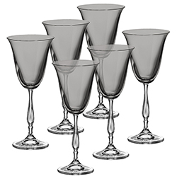 Copas de Cristal Vino Blanco Fregata Humo 6 Piezas Bohemia