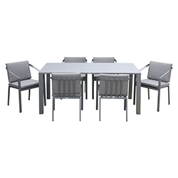 Comedor de Patio Rosehill Gris de 7 Piezas