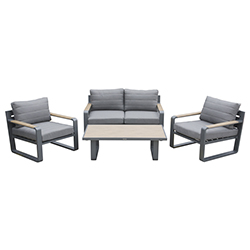 Mueble de Patio Portofino Gris de 4 Piezas