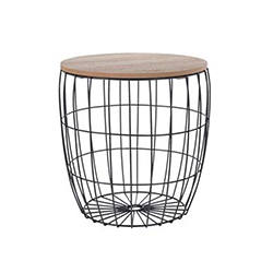 Mesa Negra de Madera y Alambre 30x30cm