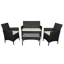 Mueble de Patio Gillis Negro 4 Piezas