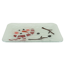 Bandeja Navideña de Vidrio Snowman 30cm