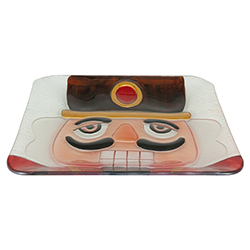 Bandeja Navideña de Vidrio  Nutcracker Face 30cm