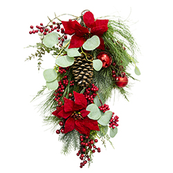 Racimo Navideño con Ponsetia 70x38cm