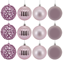 Bola Navideña Rosa 6cm 12 Piezas
