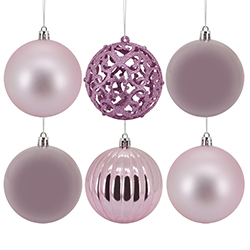 Bola Navideña Rosa 8cm 6 Piezas