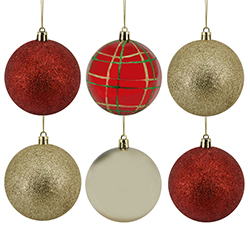 Bola Navideña Rojo Oro 8cm 6 Piezas