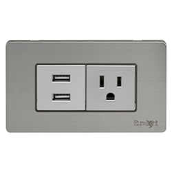 Tomacorriente Polarizado USB Doble Ebro Inoxidable 