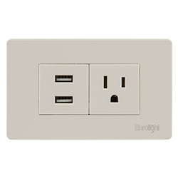 Tomacorriente Polarizado USB Doble Volga Beige