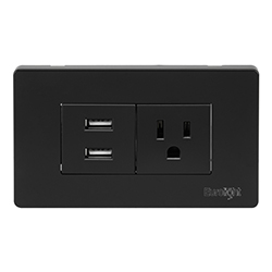 Tomacorriente Polarizado USB Doble Volga Negro