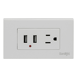 Tomacorriente Pulsador USB Doble Douro Blanco 