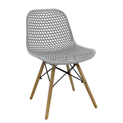 Silla Gris Hexagonal con Patas de Madera