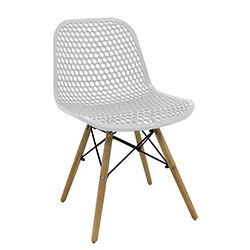 Silla Blanca Hexagonal con Patas de Madera