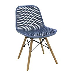 Silla Azul Hexagonal con Patas de Madera