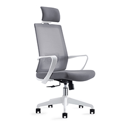 Silla Espaldar Alto con Malla Blanco Gris con Brazo