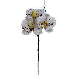 Flor Orquídea  Blanca Roja 3 Flores 30cm