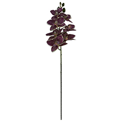 Flor Orquídea Mediana Blanco Lila Oscuro 60cm