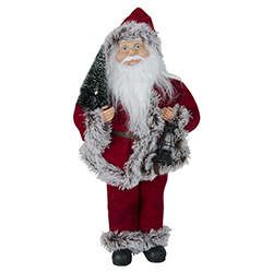 Santa con Árbol y Lámpara 45cm