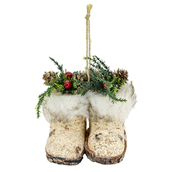 Botas  Colgante con Piñón Blanca 12cm