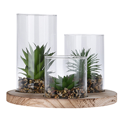 Planta Decorativa con Base de Madera