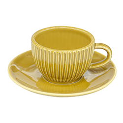Taza con Plato para Espresso Riscada Yellow 7cm Value