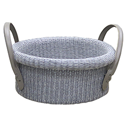 Cesto Tejido Cuero Gris 28x13cm