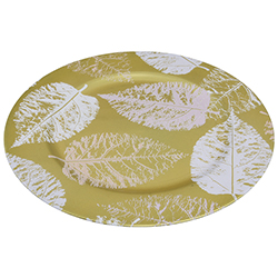 Porta Plato Dorado Diseño de Hojas 33cm