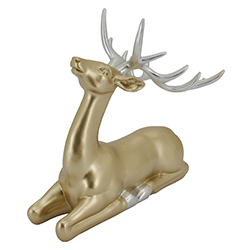 Adorno Venado Sentado Oro Plata 22cm