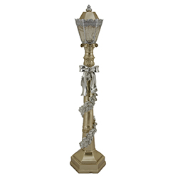 Adorno Farol Oro Plata con Luz 48cm