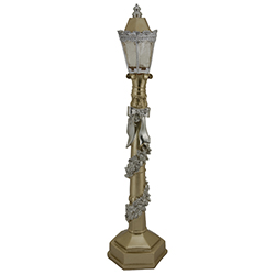 Adorno Farol Oro Plata con Luz 37cm