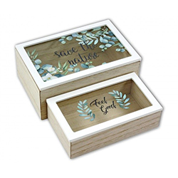 Cajas de Madera con Tapa Love The Nature 2 Piezas