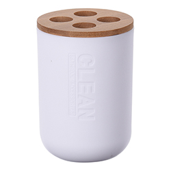 Porta Cepillo Blanco Bambú