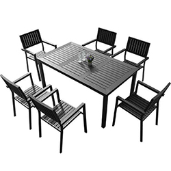 Comedor de Patio Negro 90x160cm 7 Piezas 